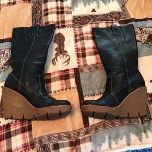 Michael Kors grain leather high boots wedges